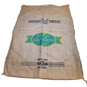 Oxcart Coffee Burlap Sack Las Lajas 40"x29" Costa Rica Green Coffee Bag